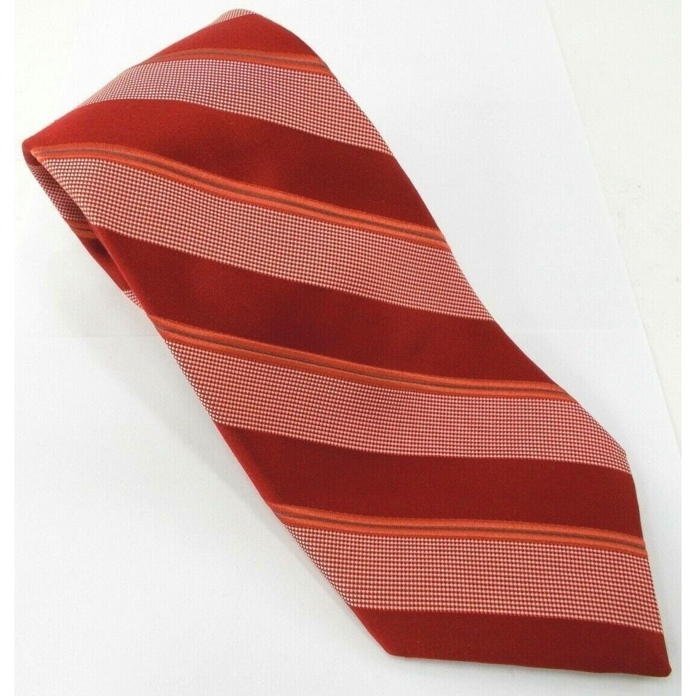 Michael Kors Red Striped 100% Silk Mens Tie Necktie